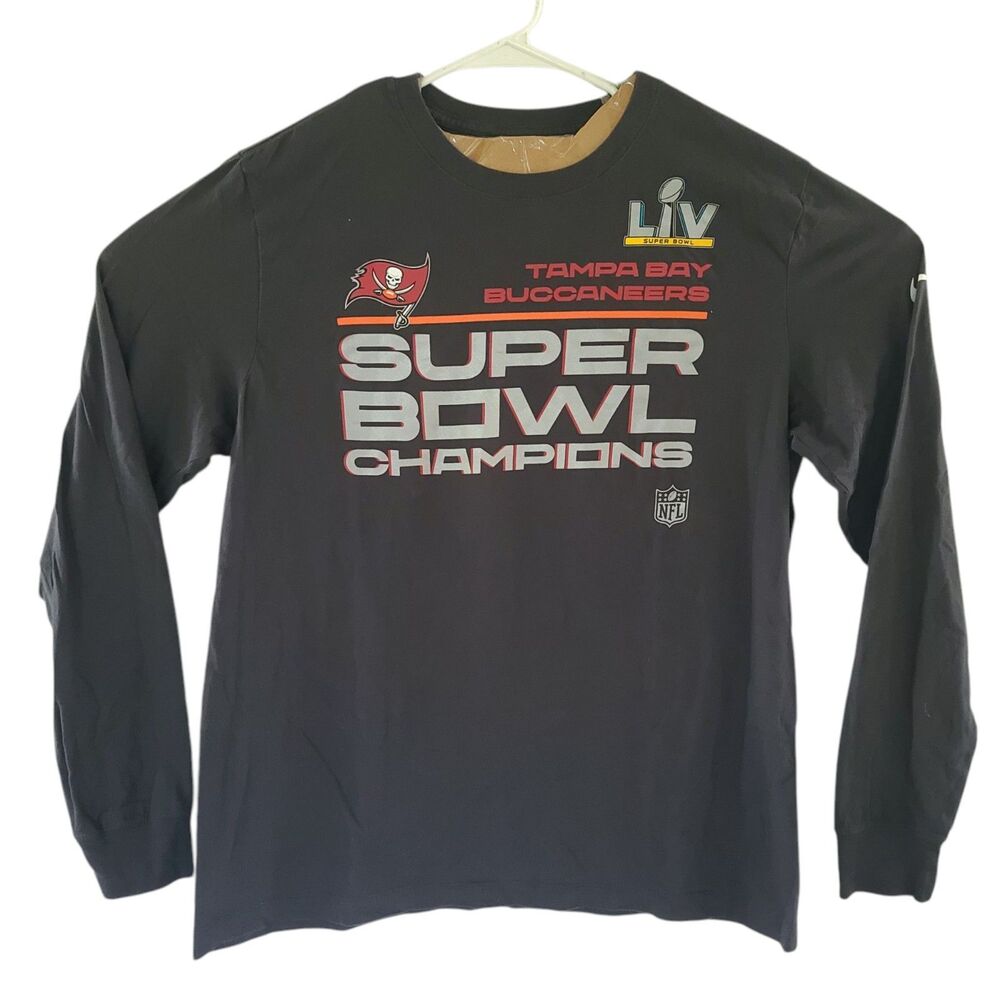 Tampa Bay Buccaneers Shirt Youth LG Gray Long Sleeve Super Bowl Champs EUC